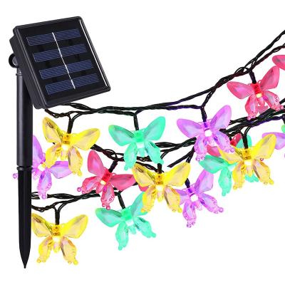 China Garden Crystal Butterfly Solar String Lights animal multicolor for garden Christmas decorations electric garland for sale