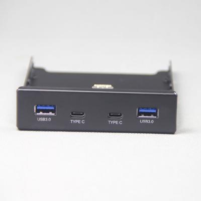 China SPCC Metal Front Panel 3.5 Inch With 2 Ports USB 3.0 HUB + 2 Ports USB 3.1 Type C HUB Fit Into 3.5