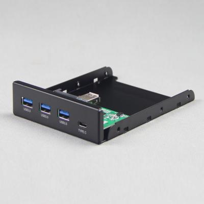 China Hot Selling SPCC Metal 3.5inch Front Panel 4-Ports Metal USB Hub SPCC with 3xUSB3.0, 1x TYPE C USB HUB for sale