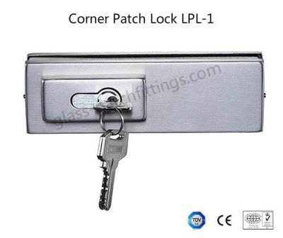 China Single Throw Frameless Glass Door Hardware , Corner Patch Lock With Strike Plate for sale