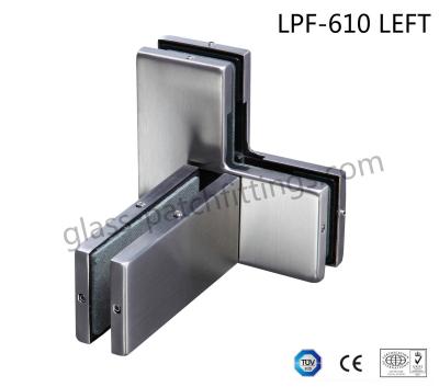 China Die Casting Bottom Patch Fitting , Glass Door Accessories Triple Glass Connector for sale