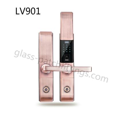 China Intelligent Fingerprint Keyless Entry Door Locks Remote Control Champagne Surface Finish for sale