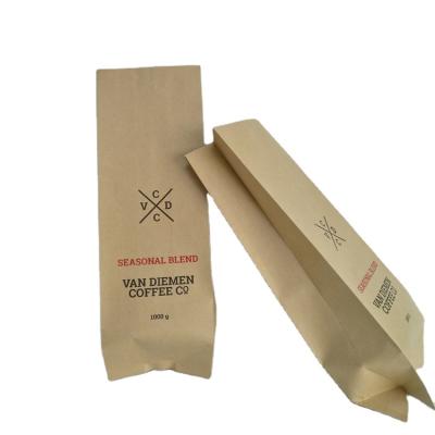 China Safety Food Grade Packaging Custom Printing Tin Tie Coffee Bag With Side Gusset Valve Paper Brown Kraft Valve Powder Pouch for sale