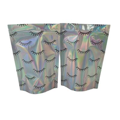 China Custom Security Eyelash Packaging 4x6 Inches Feel Proof Foil Zipper Bag Hologram Plastic Packaging Foil Zip Lock Bag for sale