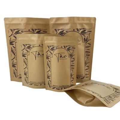 China Doypack Brown Craft Paper Food Packaging Ziplock Security Kraft Zipper Bags Organic Protein Dry Food Pouch With Lined Foil for sale