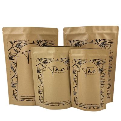 China Custom Doypack Kraft Paper Stand Up Pouches Food Packaging Organic Protein Dried Food Zipper Bags for sale