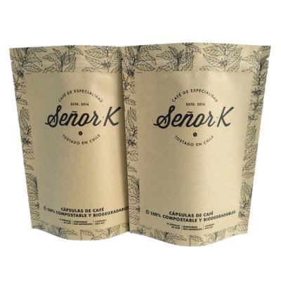 China Security Custom Printed Plastic Packaging Kraft Paper Bag Aluminum Foil Bags Kraft Paper Coffee Ziplock Pouch 250g 500g for sale