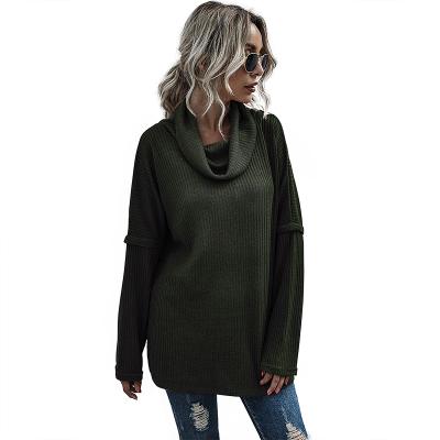 China Large Size Anti-wrinkle Pile Collar Knitted Sweater Bottoming Shirt Women Long Sleeves Sweater for sale