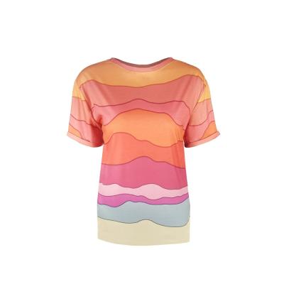 China 2021 Hot Selling Anti-Wrinkle Loose Breathable T-shirt Women Clothing Trend Wholesale Sportswear Tops for sale