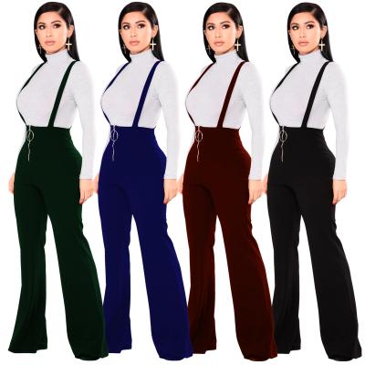 China 2021 Ladies Spring Casual Wide Leg Zipper Bottoms Women's Long Anti-pilling Suspender Pants Overalls for sale