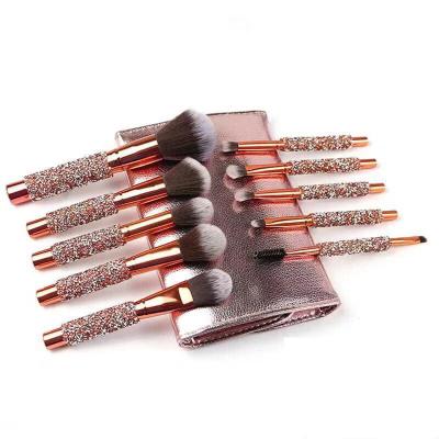 China Newest Selling Professional 10 Pcs Private Label Soft Synthetic Hair Diamond Handle Makeup DEEP CLEANING Brush for sale