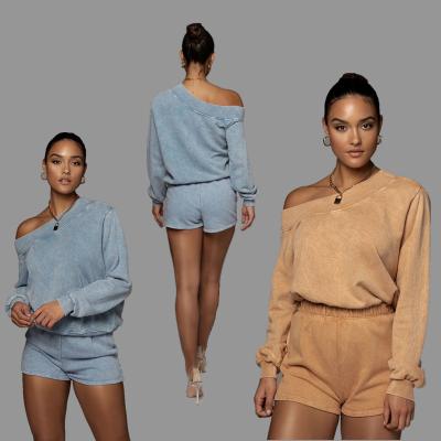 China Anti-Wrinkle 2021 Summer Women 2 Piece Set Women Hoodies Shorts Custom Made Cotton High Quality Two Piece Set Clothing for sale