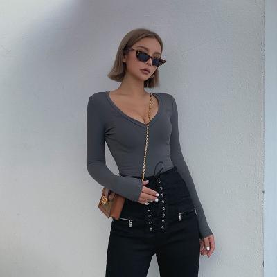 China New Fashion Sexy QUICK DRY Pure Knitwear Women's OEM Cotton T-shirt Long Sleeve T-Shirt for sale