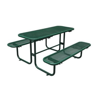 China Modern thermoplastic coated steel dining table picnic rectangle garden table public bench bench for sale