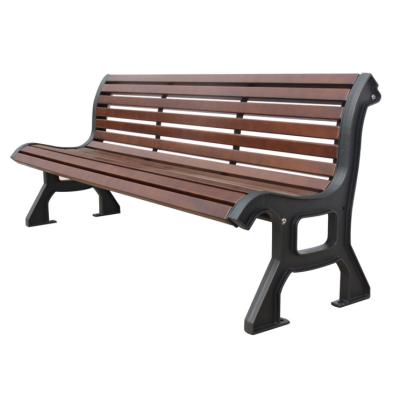 China Traditional Chinese Outside Garden Chair Bench Park Wpc Solid Wood Outdoor Long Benches With Steel Frame for sale