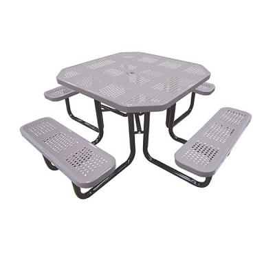 China Bench Set Street Garden Metal Picnic Table Modern Steel Table Bench Set Furniture For Public for sale