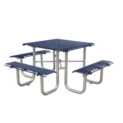 China Modern square steel picnic table and chairs outside outdoor garden table for disabled person for sale