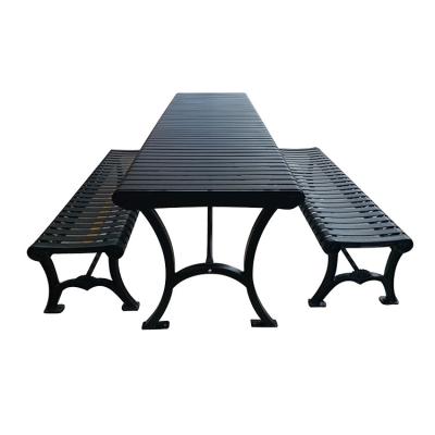 China Hot Sale Traditional Steel Table Restaurant Easy Moving Galvanized Black Steel Picnic Table With Bench for sale