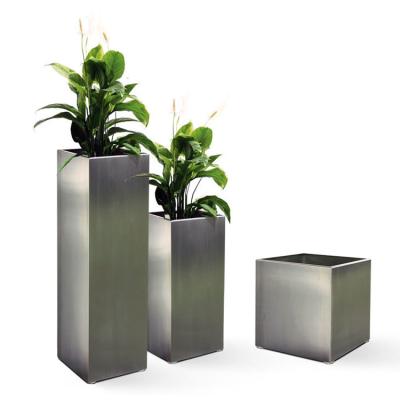 China Arlau Modern Wholesale Stainless Steel Flower Pot and Outdoor Galvanized Planter Metal Flower Planter for sale