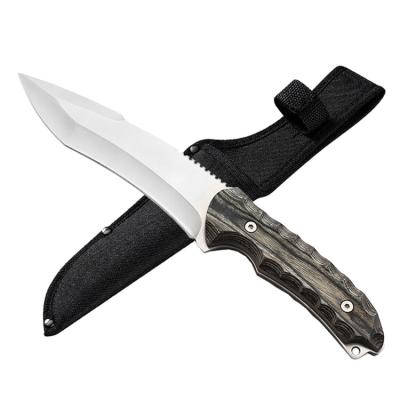 China 300mm Camping Hunting Knife 0.16in Fixed Blade Knife With Leather Sheath for sale