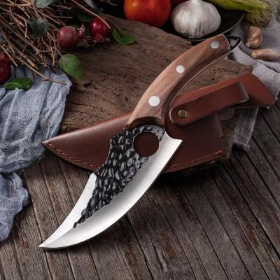 China 1pcs 5Cr15 Kitchen Stainless Steel Slaughter Knife Pakka Wood Handle Double Edged for sale