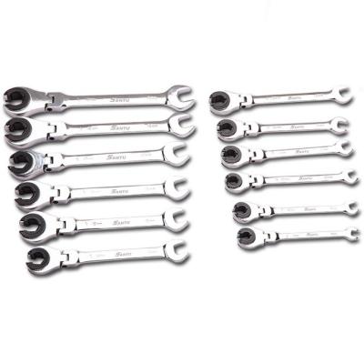 China TPR Forged Steel Wrench Combination 19mm Flex Head Ratcheting Set Anti Friction for sale