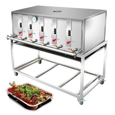 China Meat Processing Plants Automatic Gas BBQ Satay Kebab Skewer Machine Chicken Fish Meat Skewer Smokeless Grill Machine Hot Selling for sale