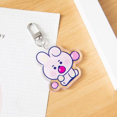 China Eco Friendly No MOQ Double Side Customized Korean Cute Cartoon Animal Acrylic Keychains Clear for sale