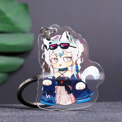 China Fashion New Arrivals Promotional Plastic Custom Clear Gift Printed Acrylic Key Chains Double Key Chain Charm for sale