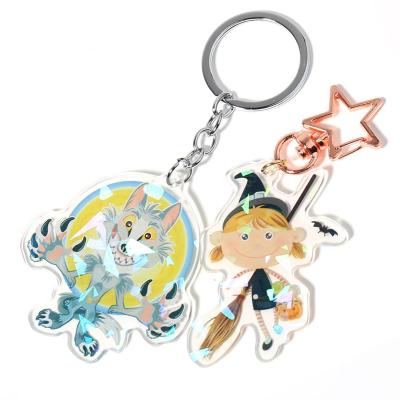 China Fashion Factory Key Chain Bilateral Printing Holographic Plastic Custom Printed Acrylic Charms for sale