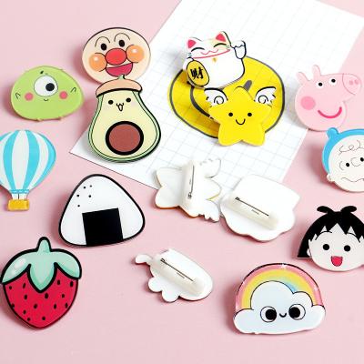 China Nickel Free Logo Printed Cheap Cute Cartoon Pin Badges Transparent Acrylic Custom Clear for sale