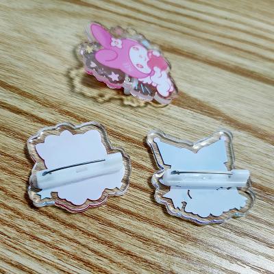 China Wholesale Custom Small Nickel Free Clear Pin Acrylic Brooch Cartoon Girl Clothing Badge for sale