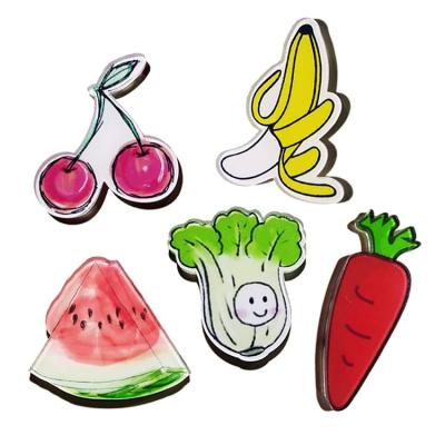 China Cute Fruit Shape China Factory Nickel Free Custom Shape Cartoon Anime Acrylic Pin Badges for sale