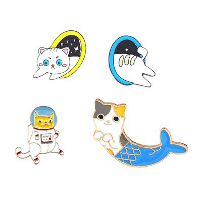 China Eco-Friendly Personalized Custom Make Your Own Design Cute Enamel Brooch Kids Cartoon Cat Badges for sale