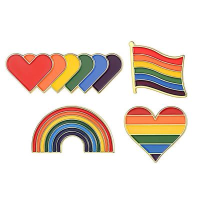 China Custom Europe fashion clothing decoration souvenir colorful rainbow enamel badge pins for sale