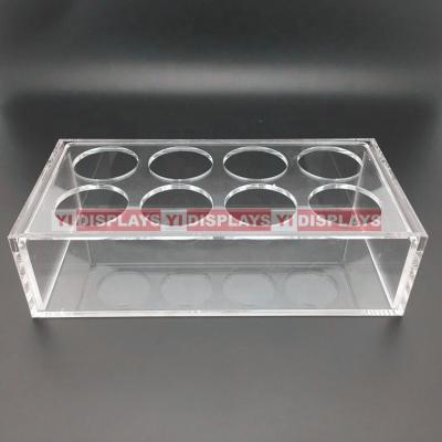 China Durable 8 Hole Rectangle Beverage Display Box Food Display Stand Food Energy Drinks Acrylic Display Holder for sale