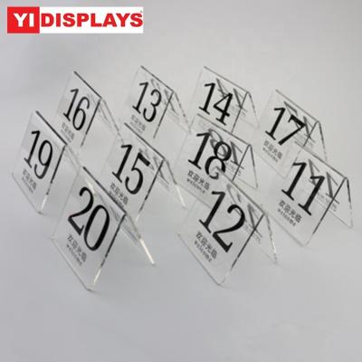 China Restaurant Hotel Table Top Menu License Plate Sign Holder Clear Acrylic V Shaped Display Holder for sale