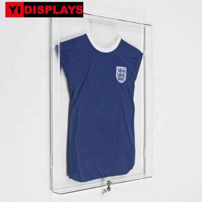 China Wall Mounted Acrylic Retail Store Tank Top Showcase T-shirt Display Rack Clothing Display Racks for sale