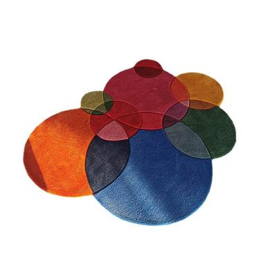 China Good Quality Wool Blanket Non-slip Geometric Round Shape Circle Design Simple Colorful Quilted Living Room Blanket for sale