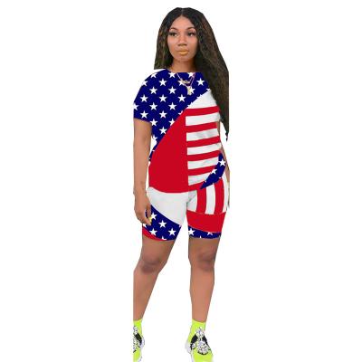 China New American QUICK-DRY shorts women's T-shirt two-piece color matching fashion women's wear suit for sale