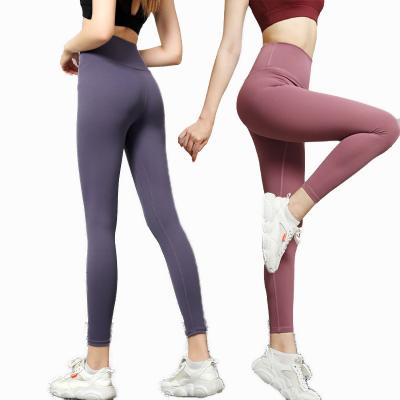 China Breathable High Waist Elastic Fitness Pants Womens Gaiters With Bottoms Honey Peach Hip Sports Yoga Pants for sale