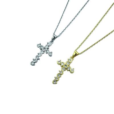 China New CLASSIC European And American Party Cross Plated 18K Gold Pendant Necklace for sale