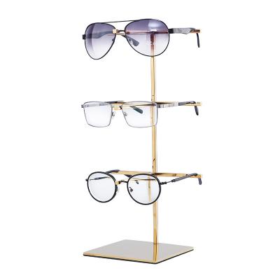 China Customization Solid Wood Promotional New Product Customized 5 Layer Sunglasses Metal Display Rack Display Glasses Rack for sale