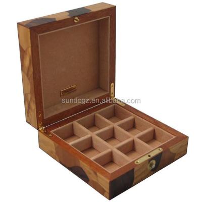 China Handmade Fashionable High End Custom Cufflink Wooden Box For Storage for sale