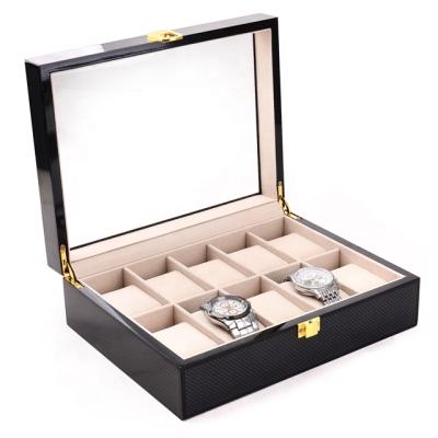 China Luxury Custom Logo 10 Slots Watch Storage Packaging Collection Organizer Storage Case Velvet Wood Watch Boxes for sale