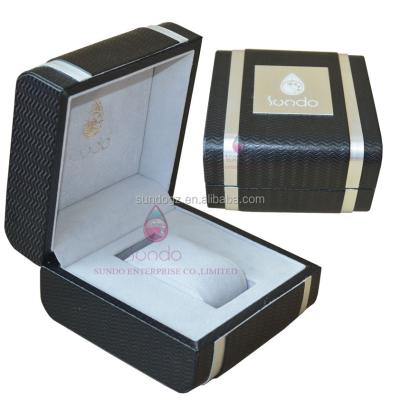 China Handmade Leather Aluminum Metal Logo Jewelry Display Case Packaging Watch Box for sale