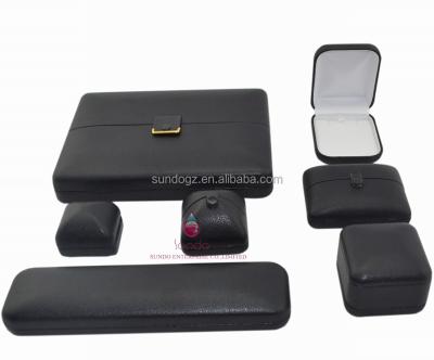 China For Jewelry Packaging Gentleman Handmade Jewelry Box Black Leather Packaging Set for sale