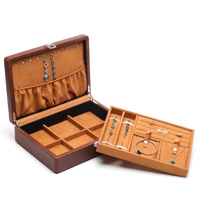 China SUNDO Handmade Luxury PU Suede Organizer Travel Jewelry Storage Box Leather Case for sale