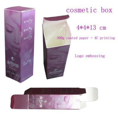 China Cosmetic box packaging, foldable cosmetic boxes with silver embossing logo for sale