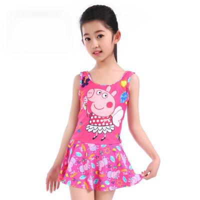 China Solid Color Korean Version Of The New Spring Children's Split Skirt Swimwear Baby Girls Swimsuit for sale